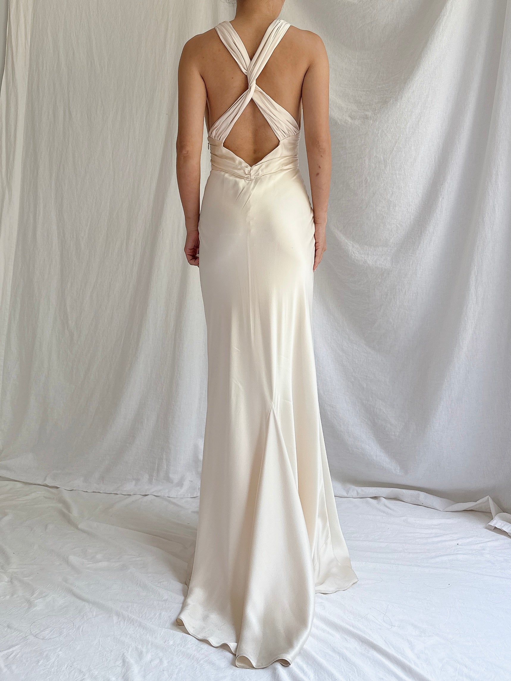 Vintage Silk Plunging Gown - XS/2