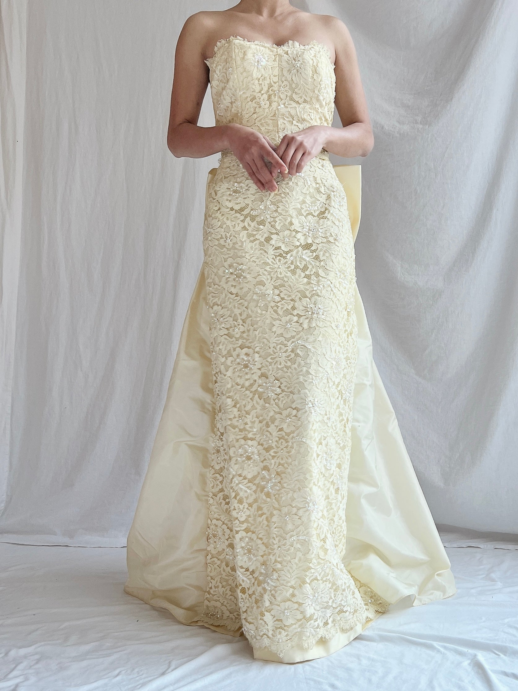 Vintage Lillie Rubin Butter Lace Gown -  XS