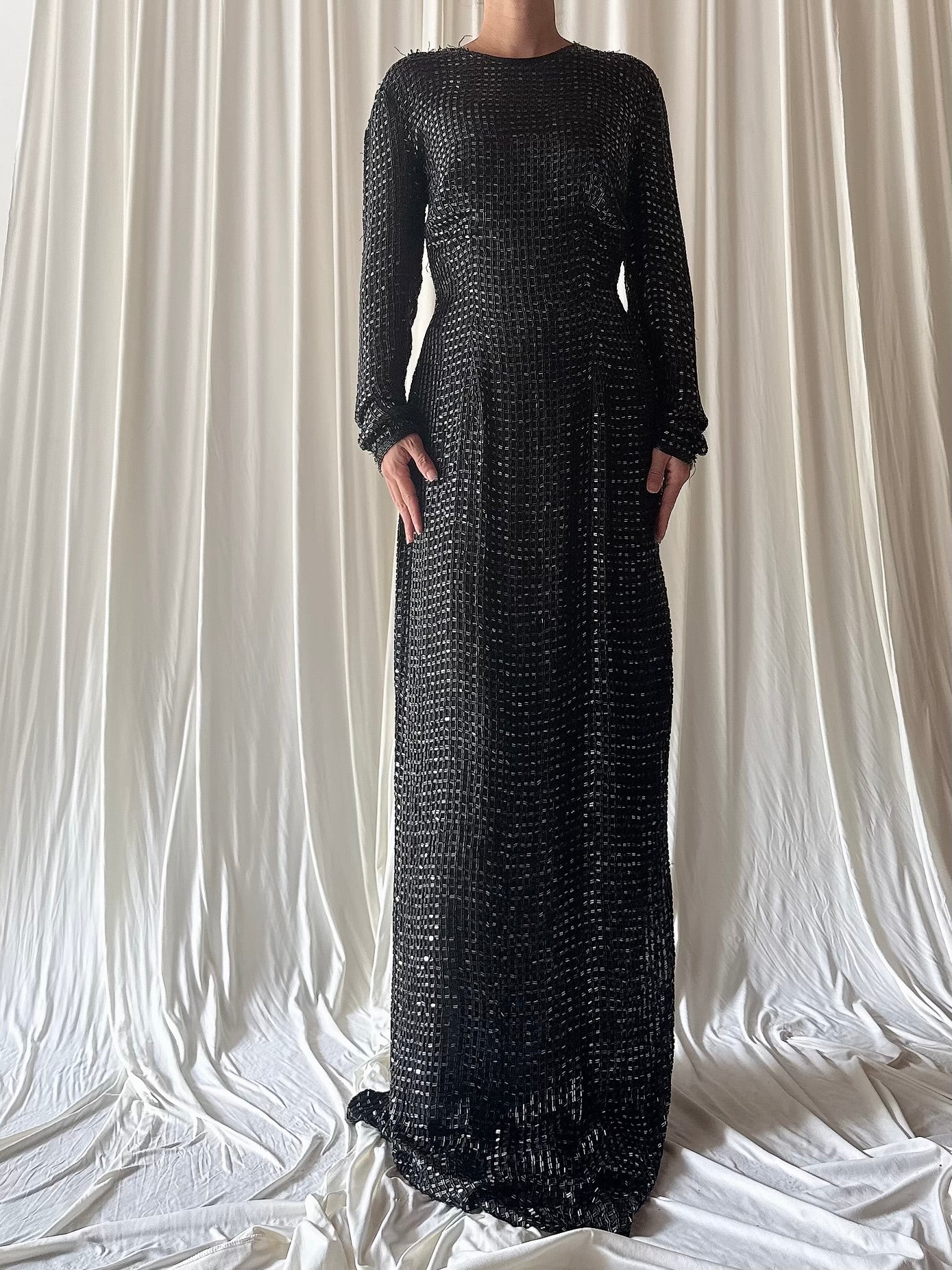 Vintage Steven Yearrick Black Silk Beaded Gown - M/6