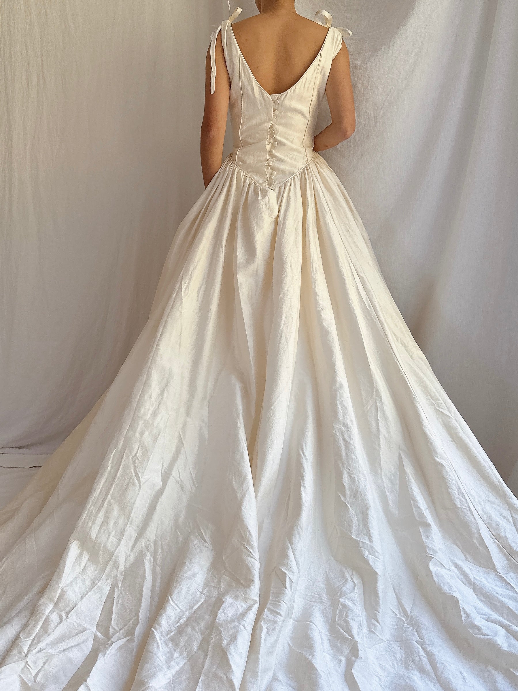 Vintage Fiorella Silk Basque Waist Gown - M