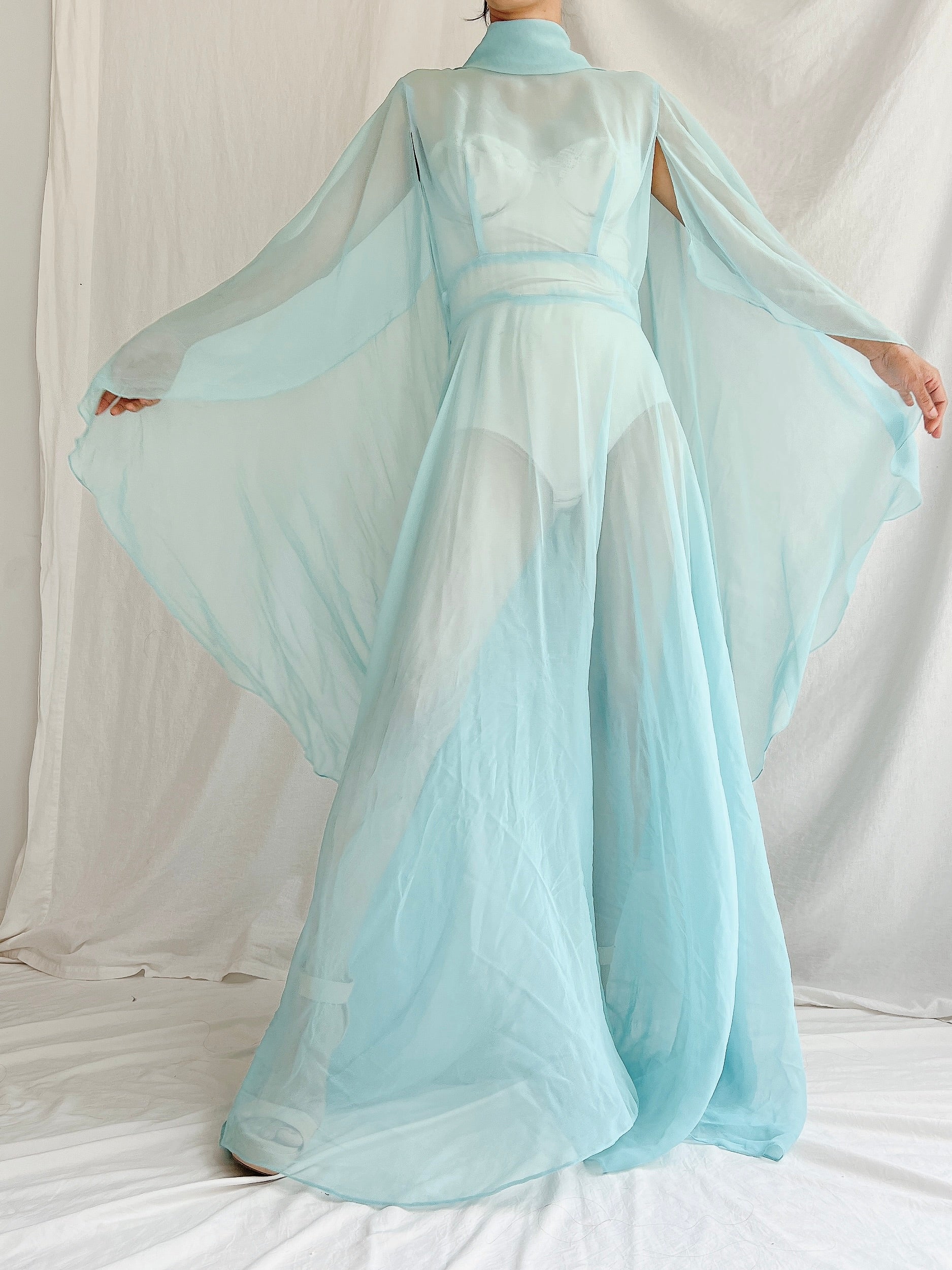 1960s Cyan Cape Gown - S