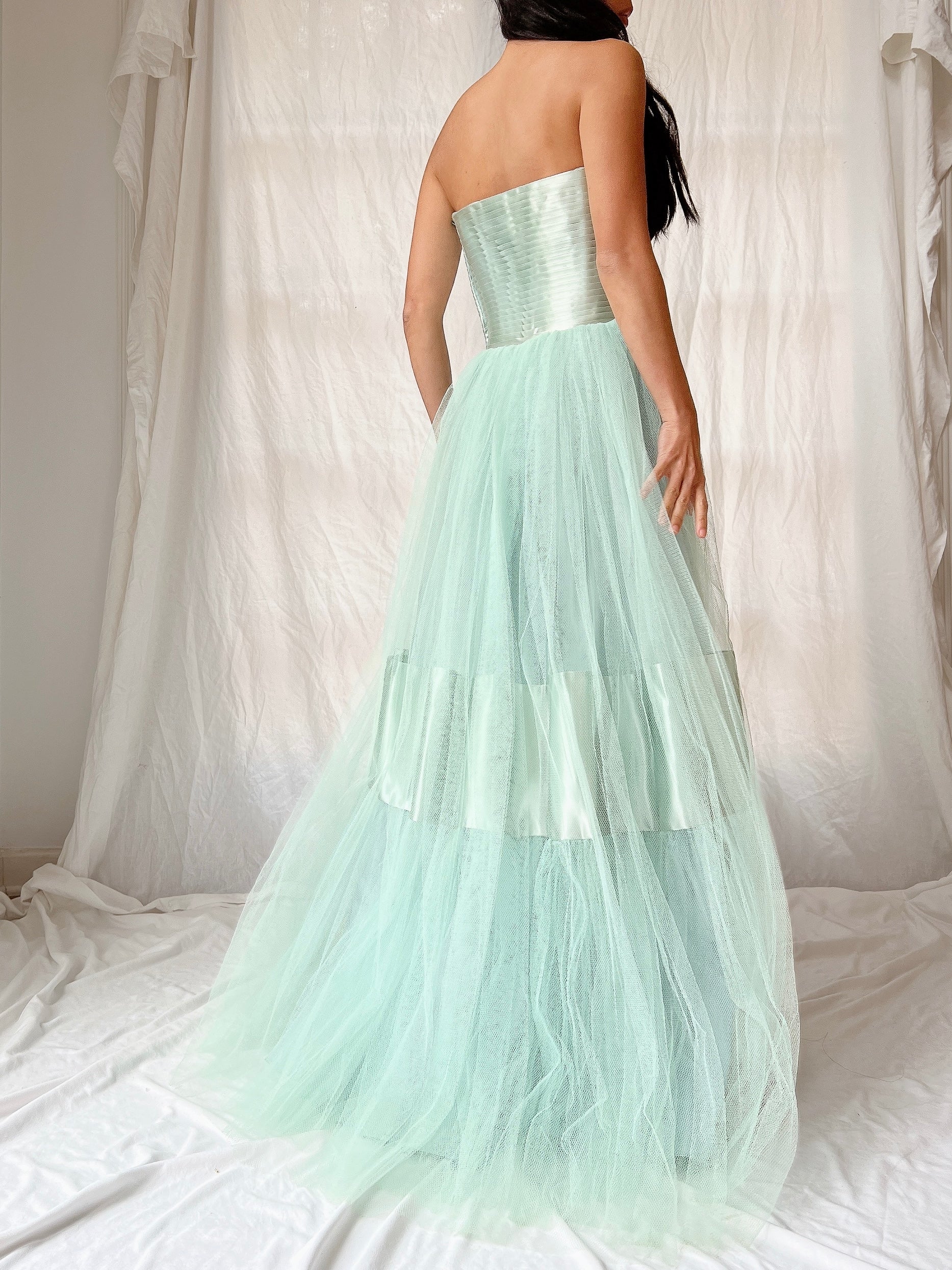 1950s Seafoam Tulle Gown - XS
