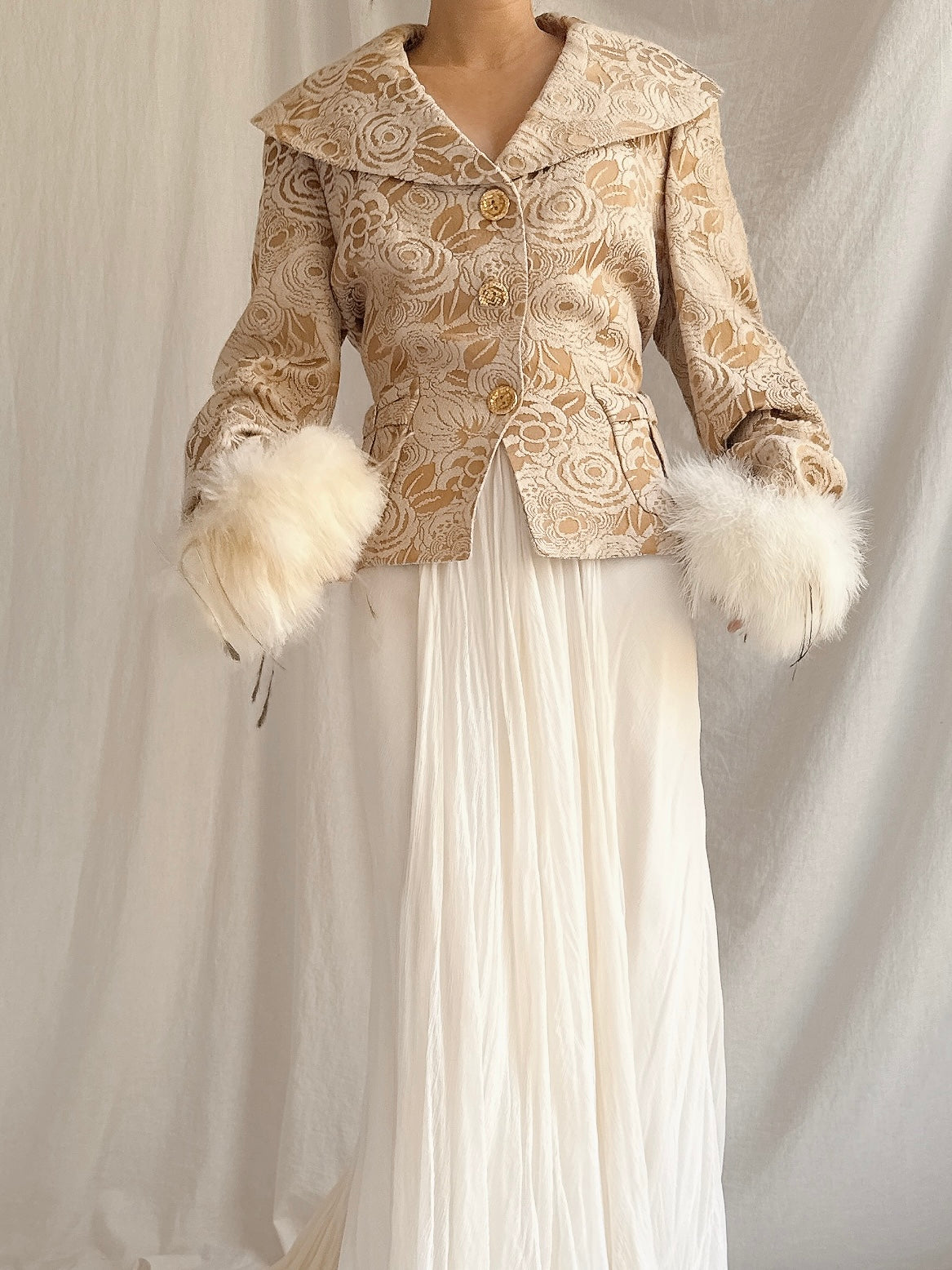 Vintage Futura Brocade and Feather Jacket - M
