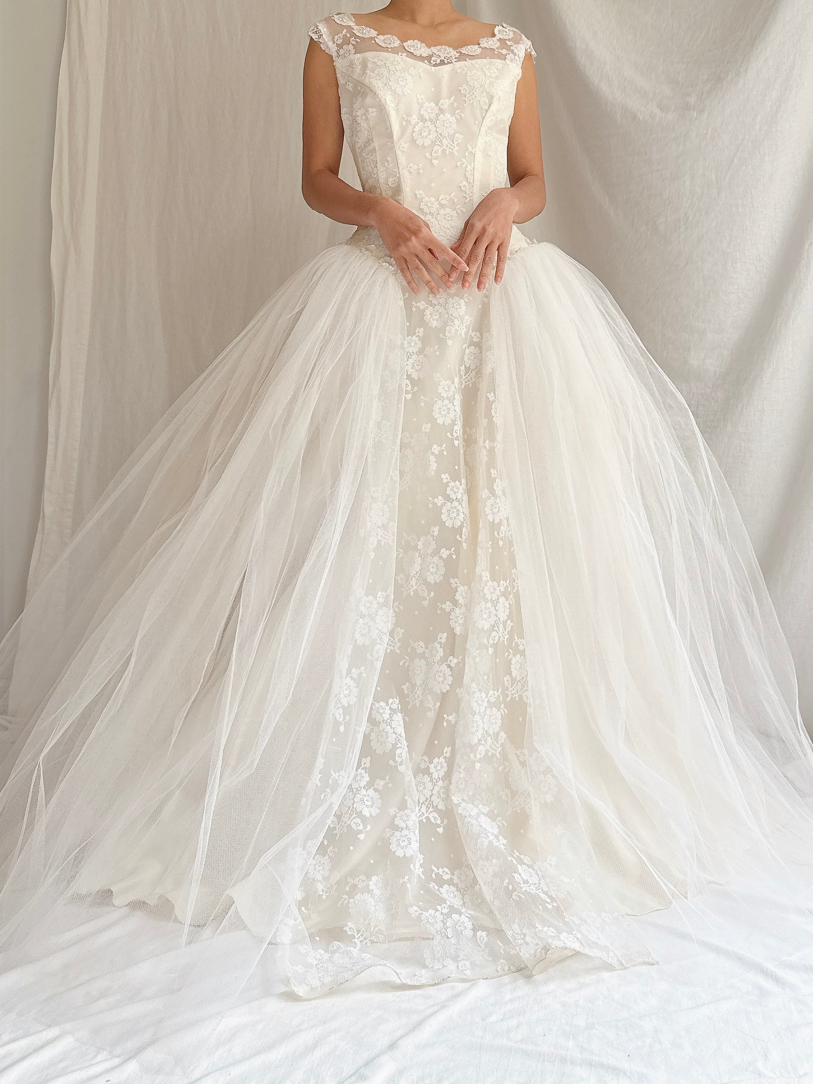 1950s Tulle and Lace Gown - XS