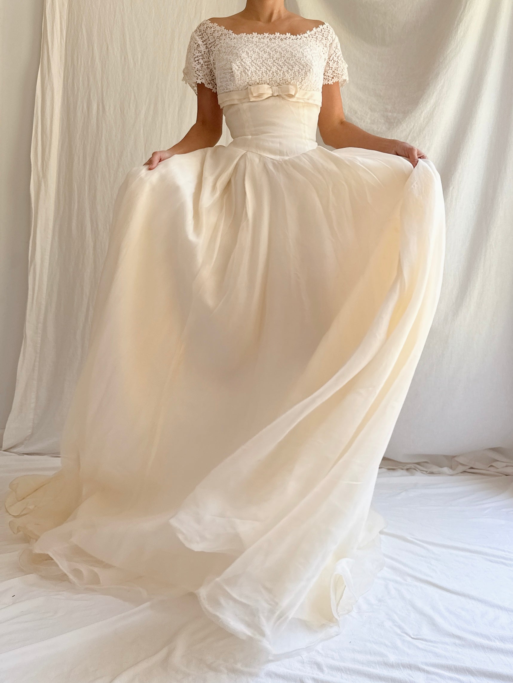 1950s Silk Organza Bow Dress - XS/S