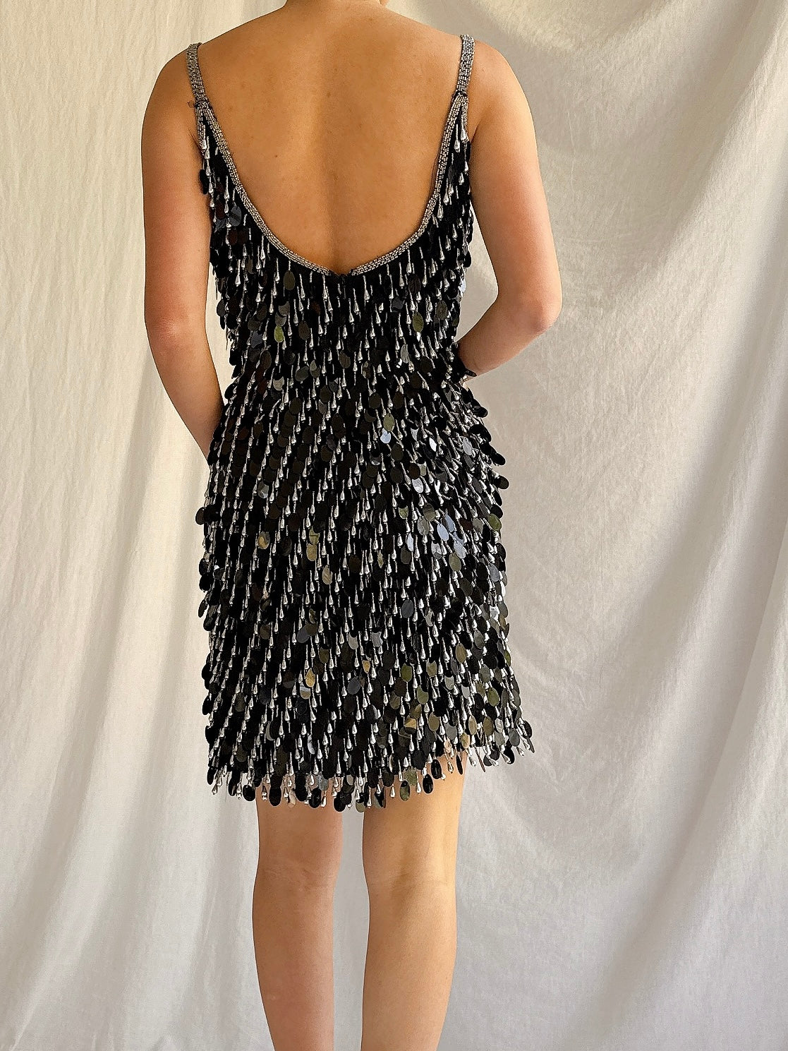 Vintage Silk Beaded Dress - S