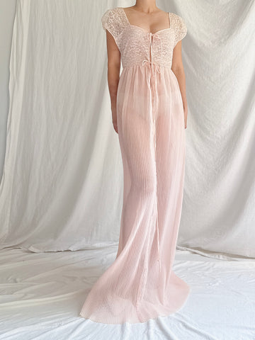 1950s Nylon Pleated Slip Dress - S