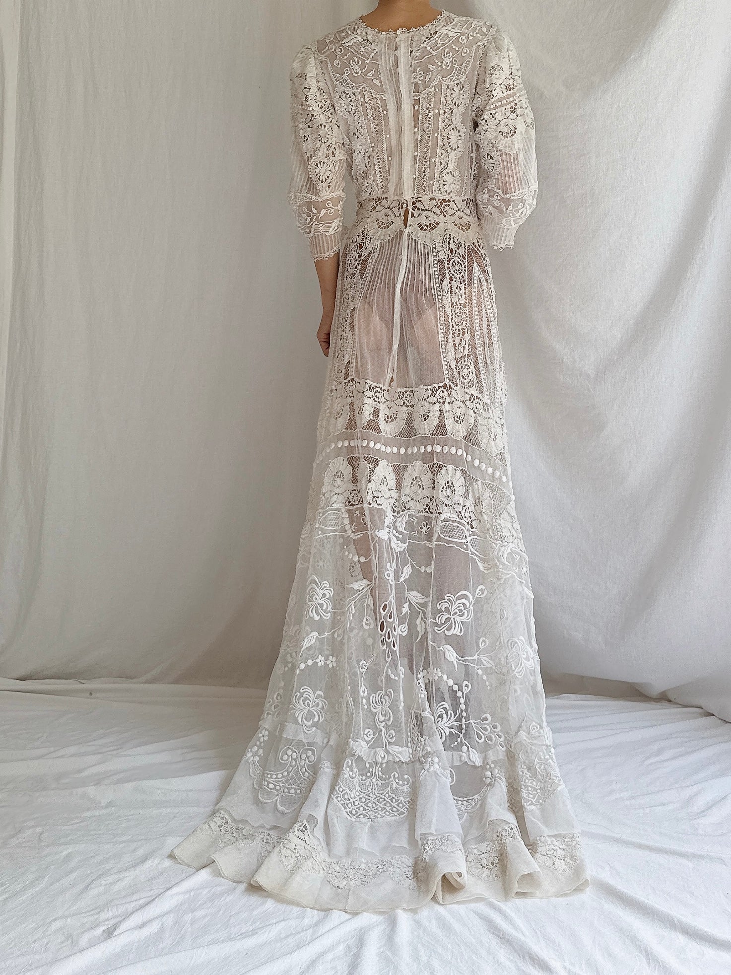 Antique Edwardian Lace Gown - S