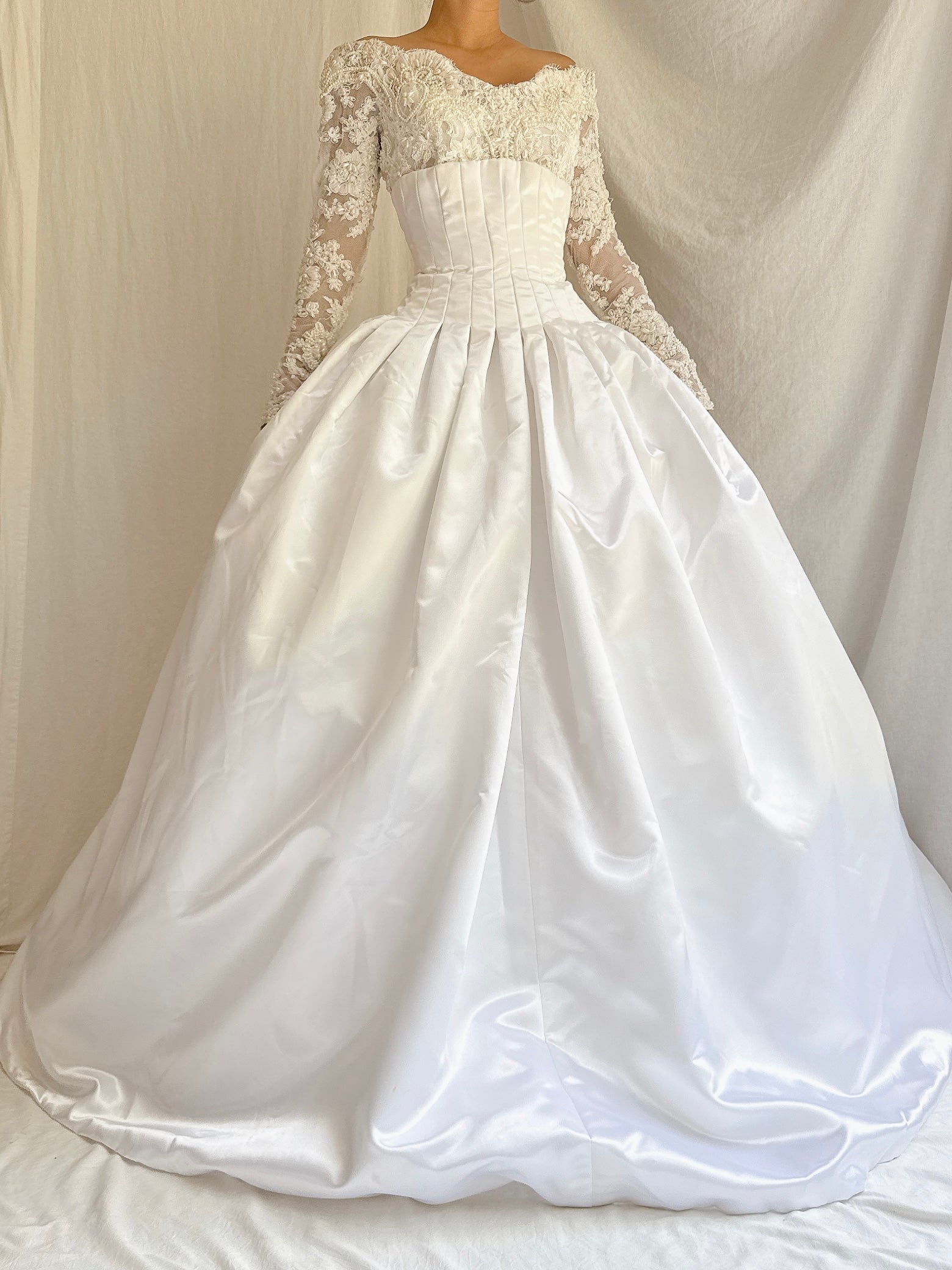 Vintage Daniel Degli Onofri Satin & Lace Gown - L/10