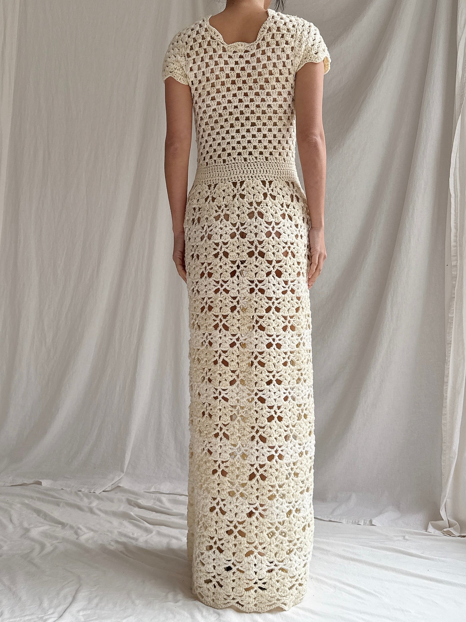 1970s Crochet Dress - S-M