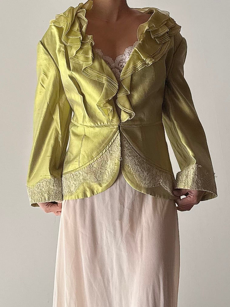 Vintage Maria Coca Chartreuse Silk Top - UK16/US14