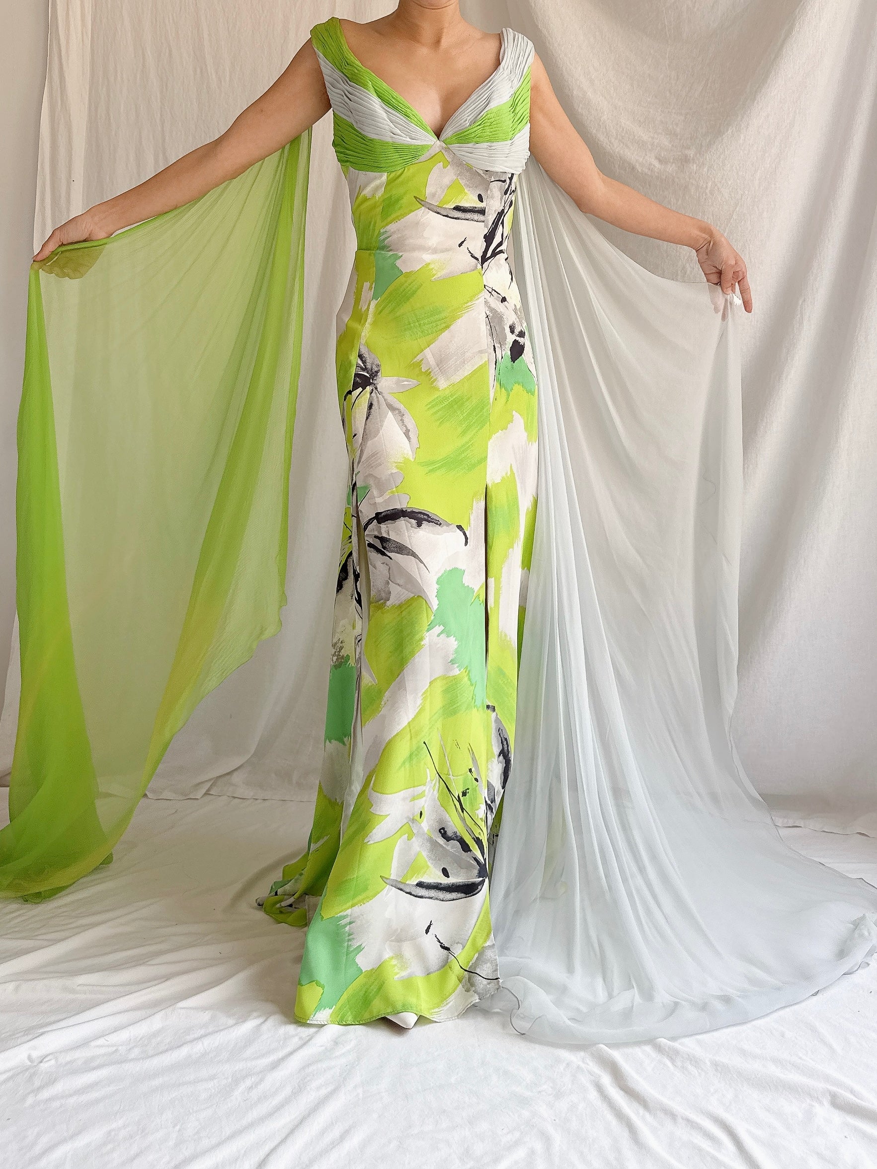 Vintage Thierry Huet Silk Abstract Gown - S