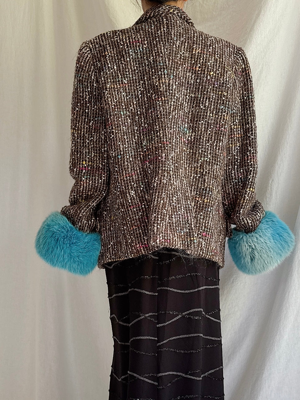 Vintage Tweed and Fox Fur Trim Jacket - M