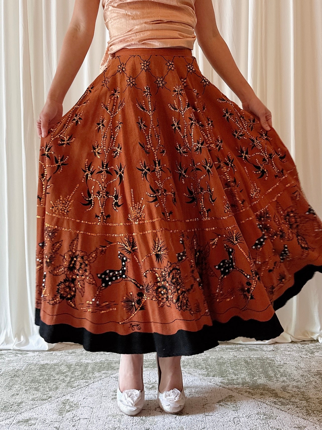 Vintage Monica Paris Copper Skirt - M