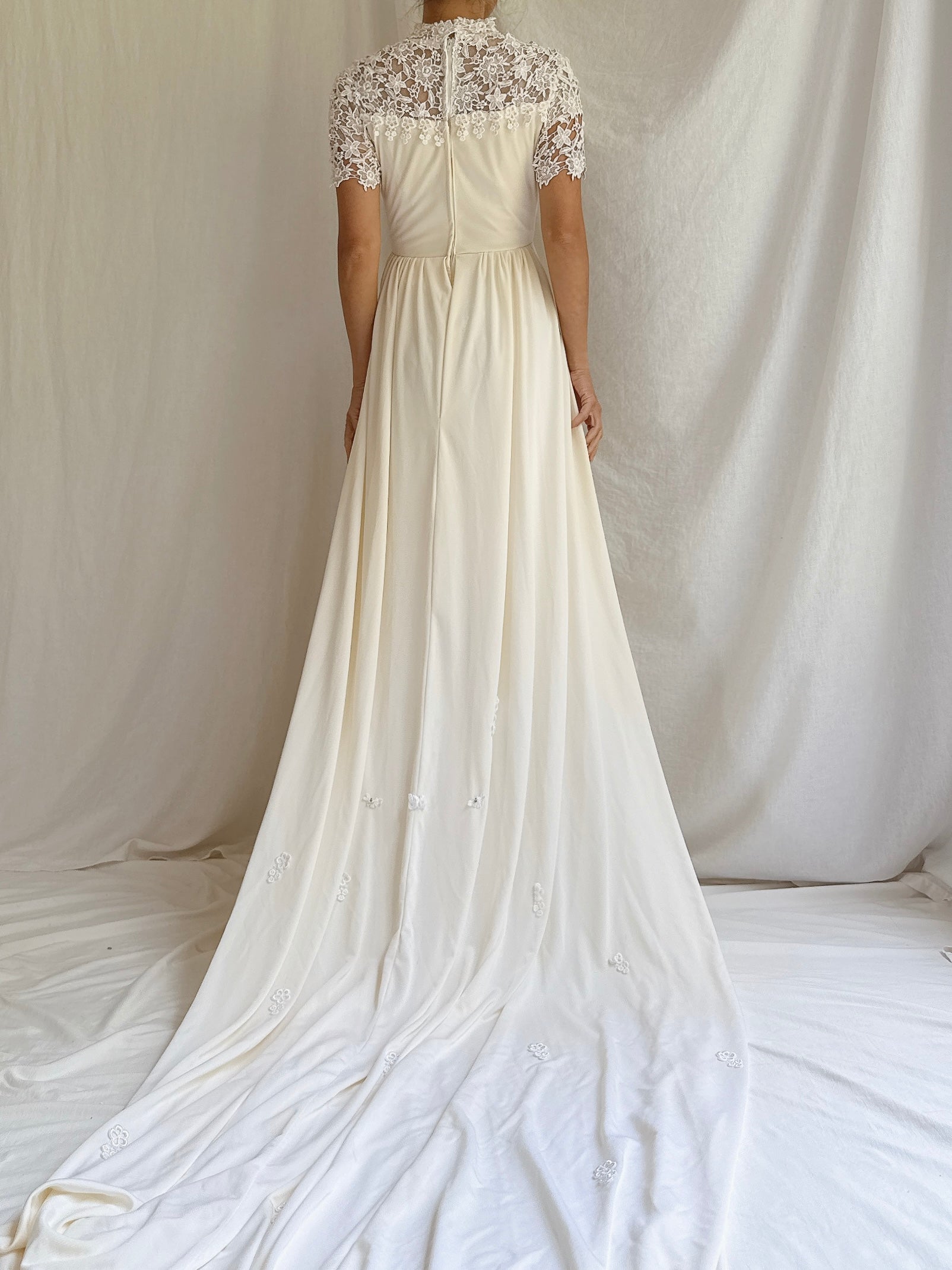 1960s High Neck Jersey Gown - S