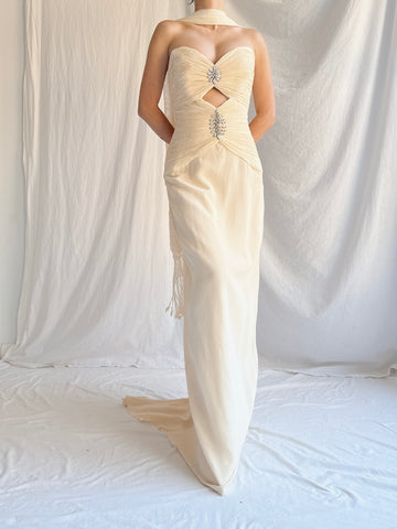 Vintage Silk Keyhole Dress - S/4/6