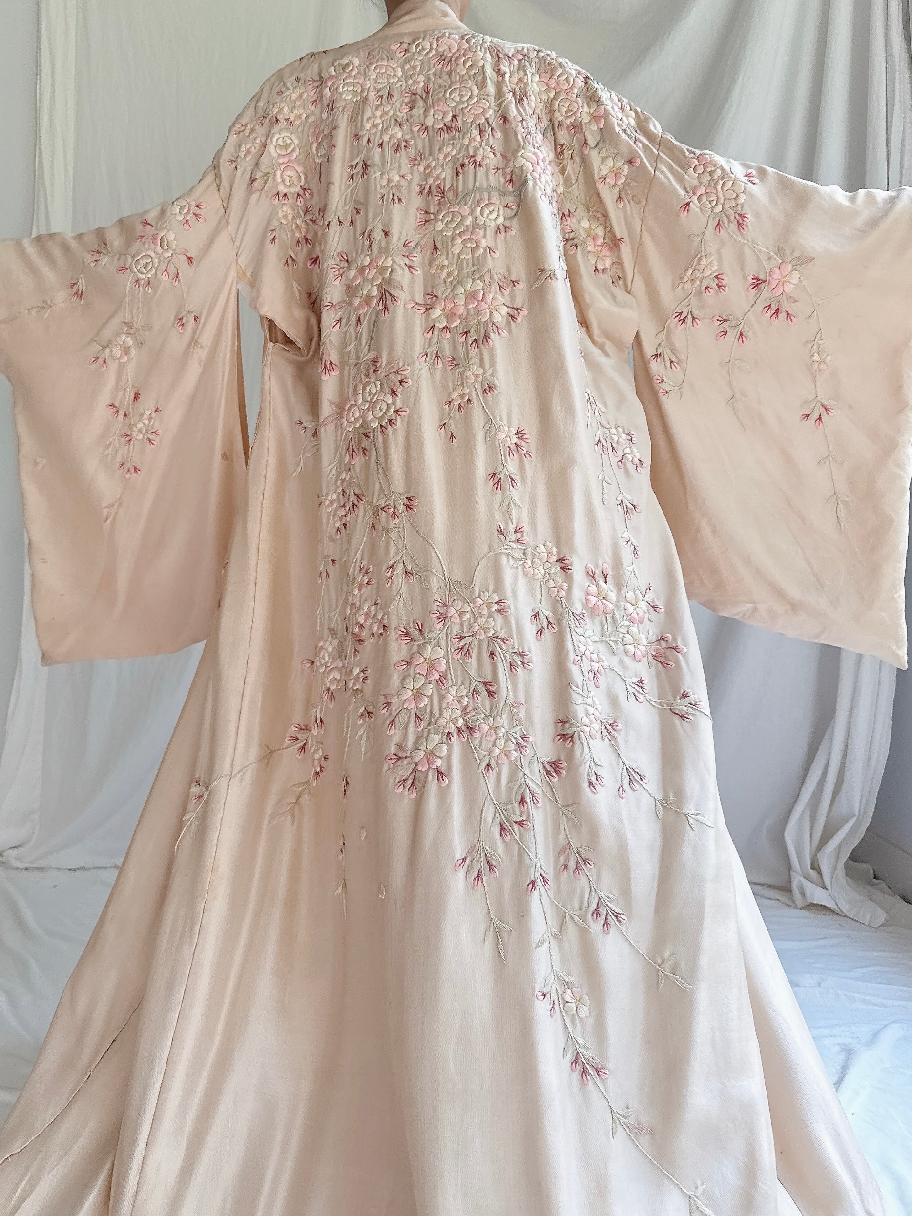 Antique Pink Cherry Blossom Kimono - OSFM