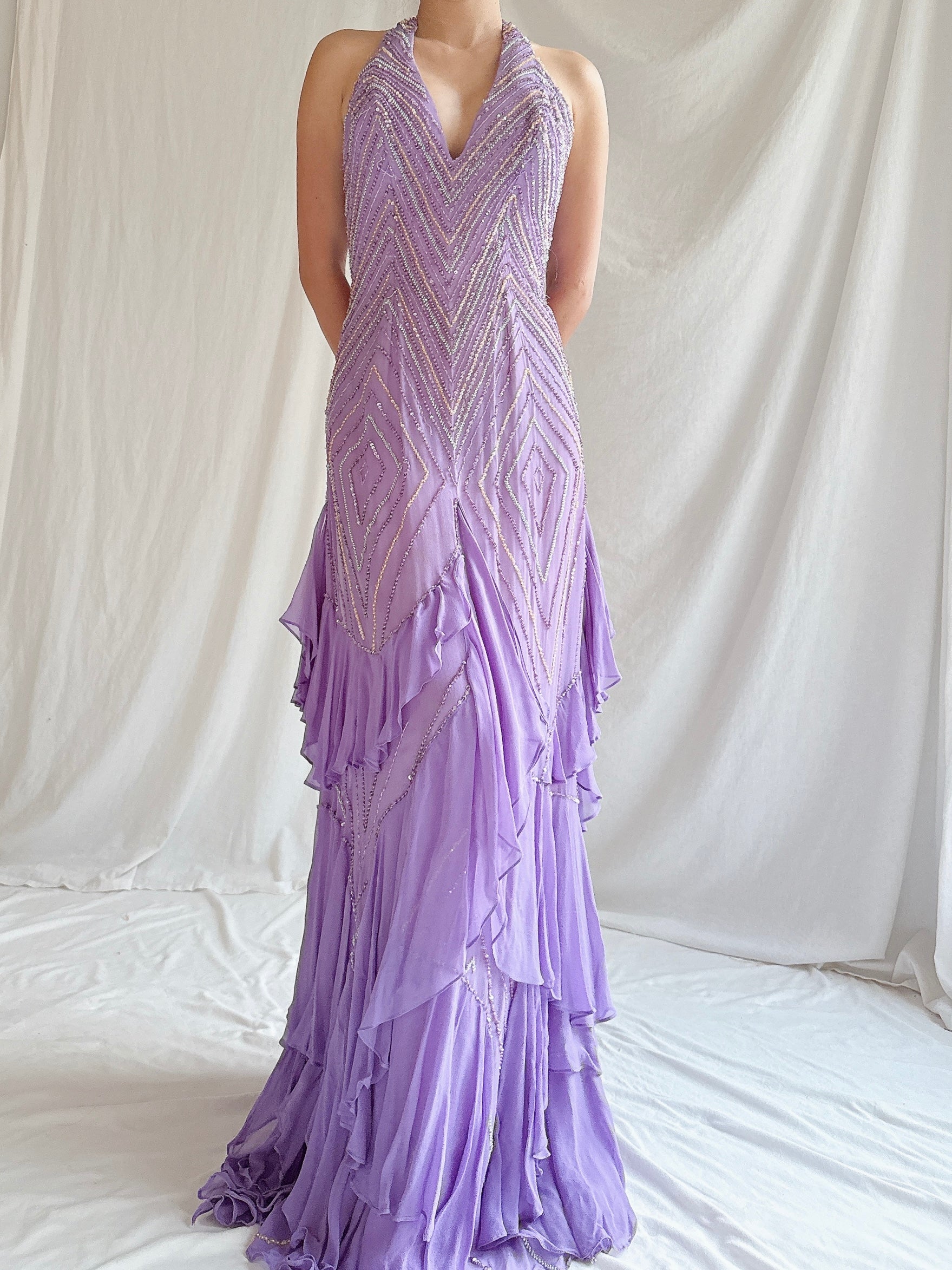 Vintage Silk Halter Gown - XXS/0