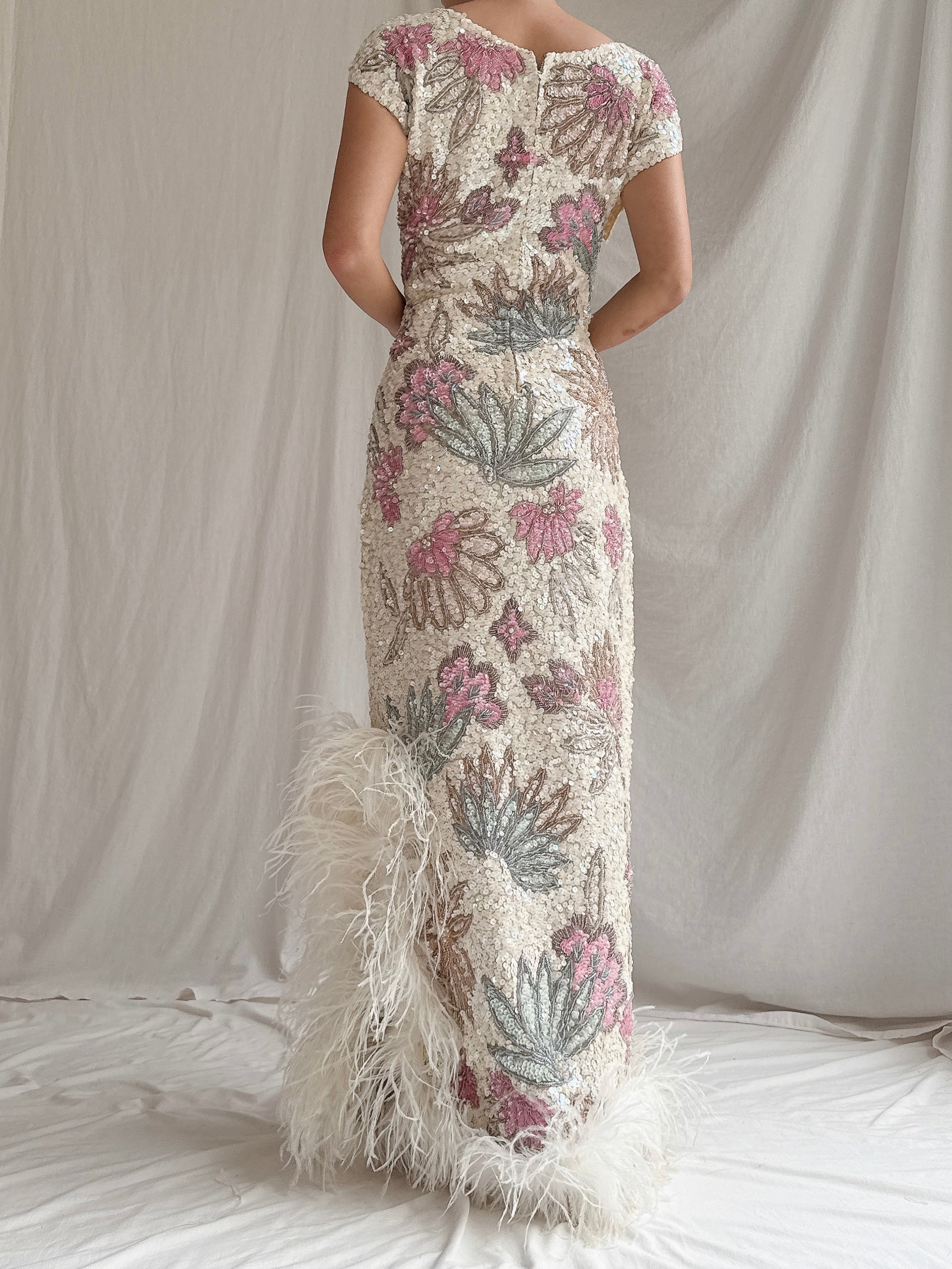 1960s Wool Beaded Gown - M