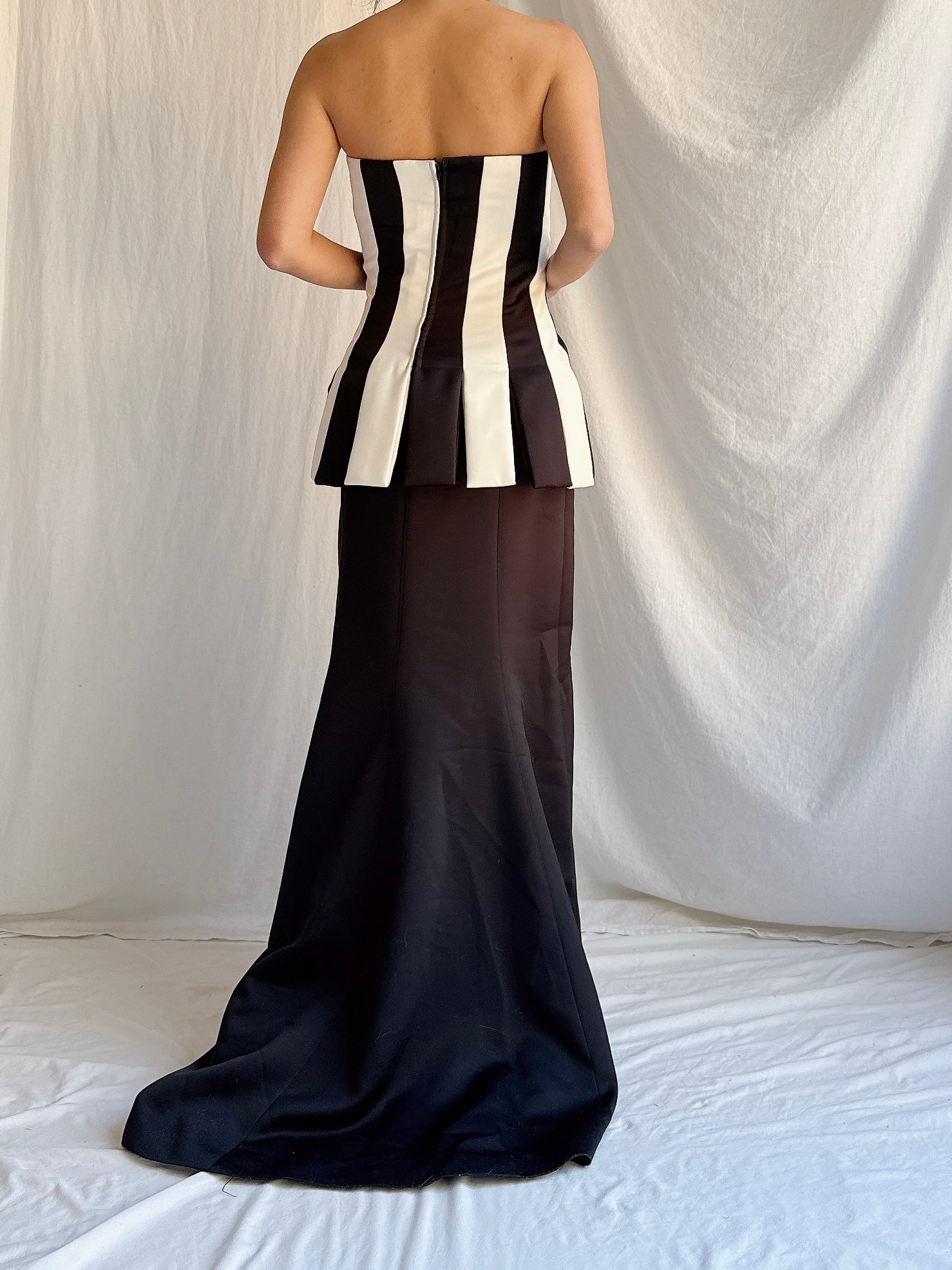 Vintage Victor Costa Striped Gown - M