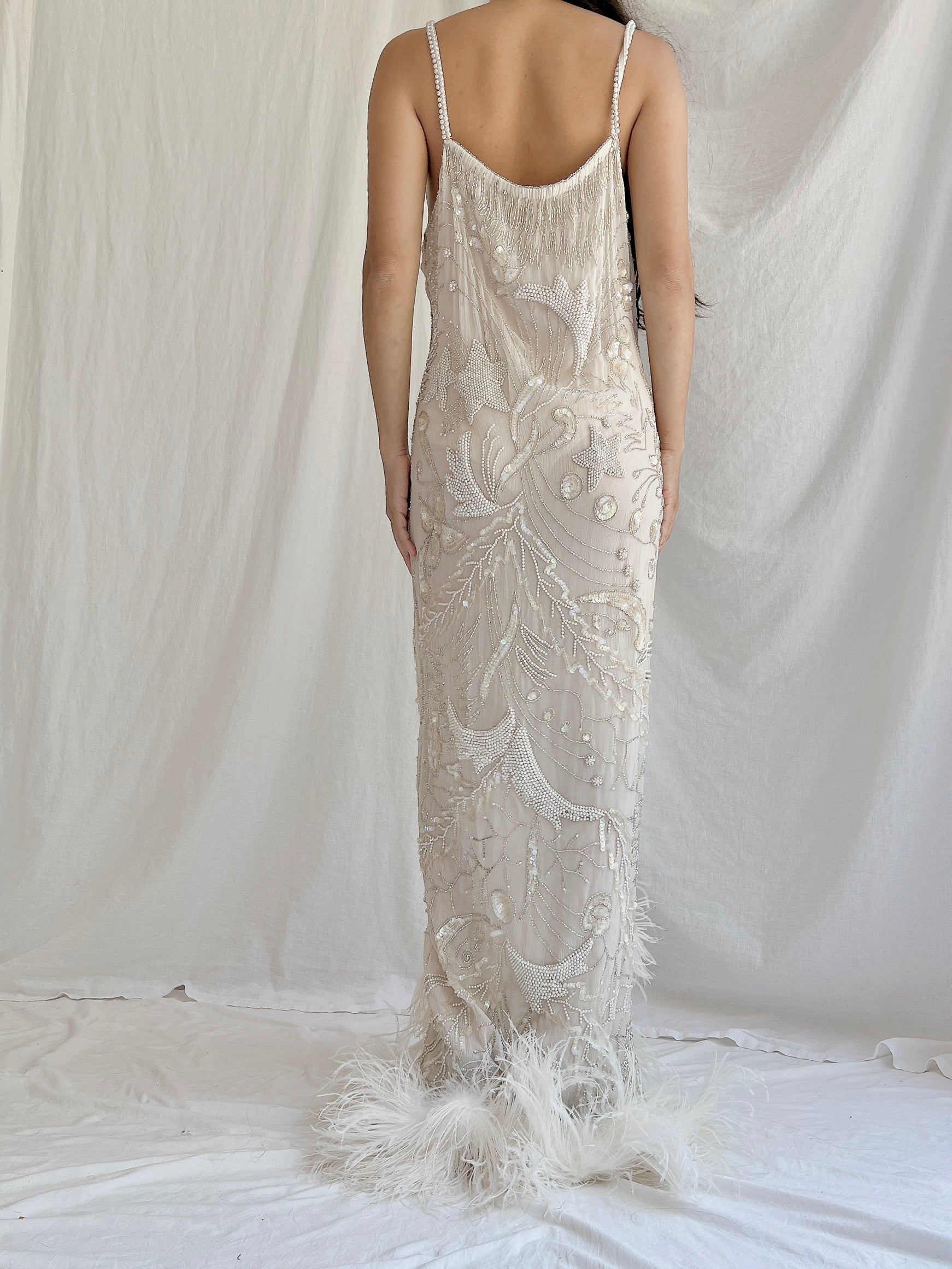 Vintage Silk Beaded Gown - M