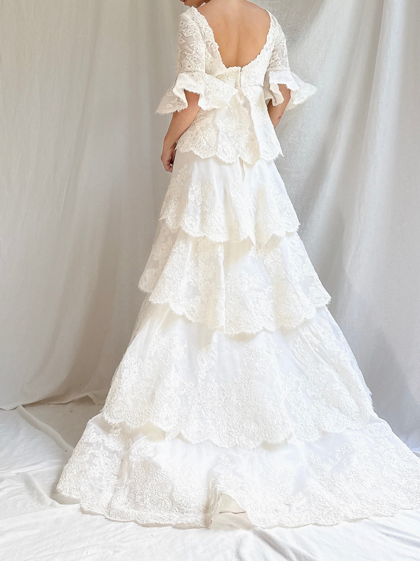 1960s Silk Organza & Lace Gown - M