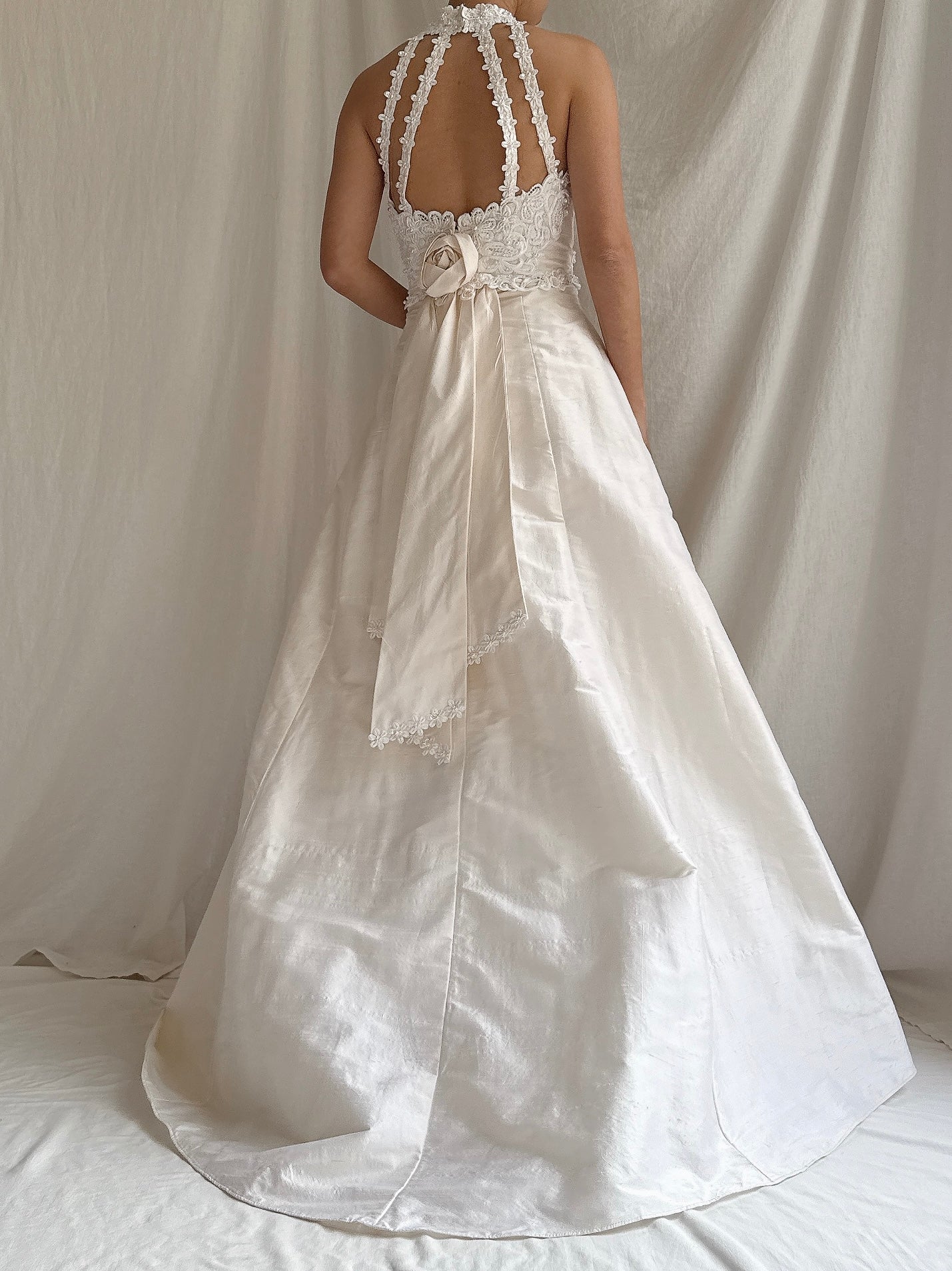 Vintage Halter Silk Strapless Dress - S