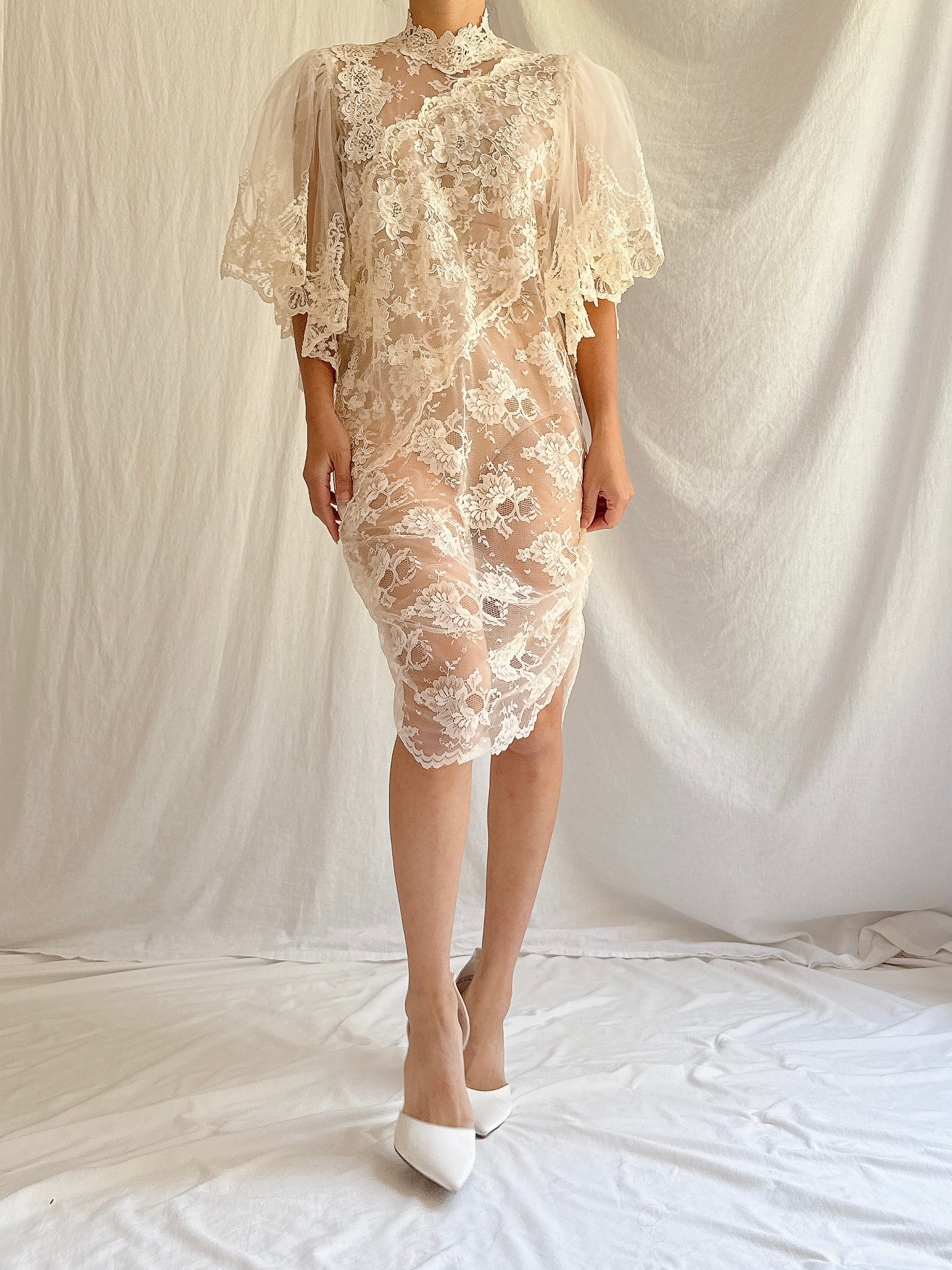Vintage Sheer Lace Overdress - S-M