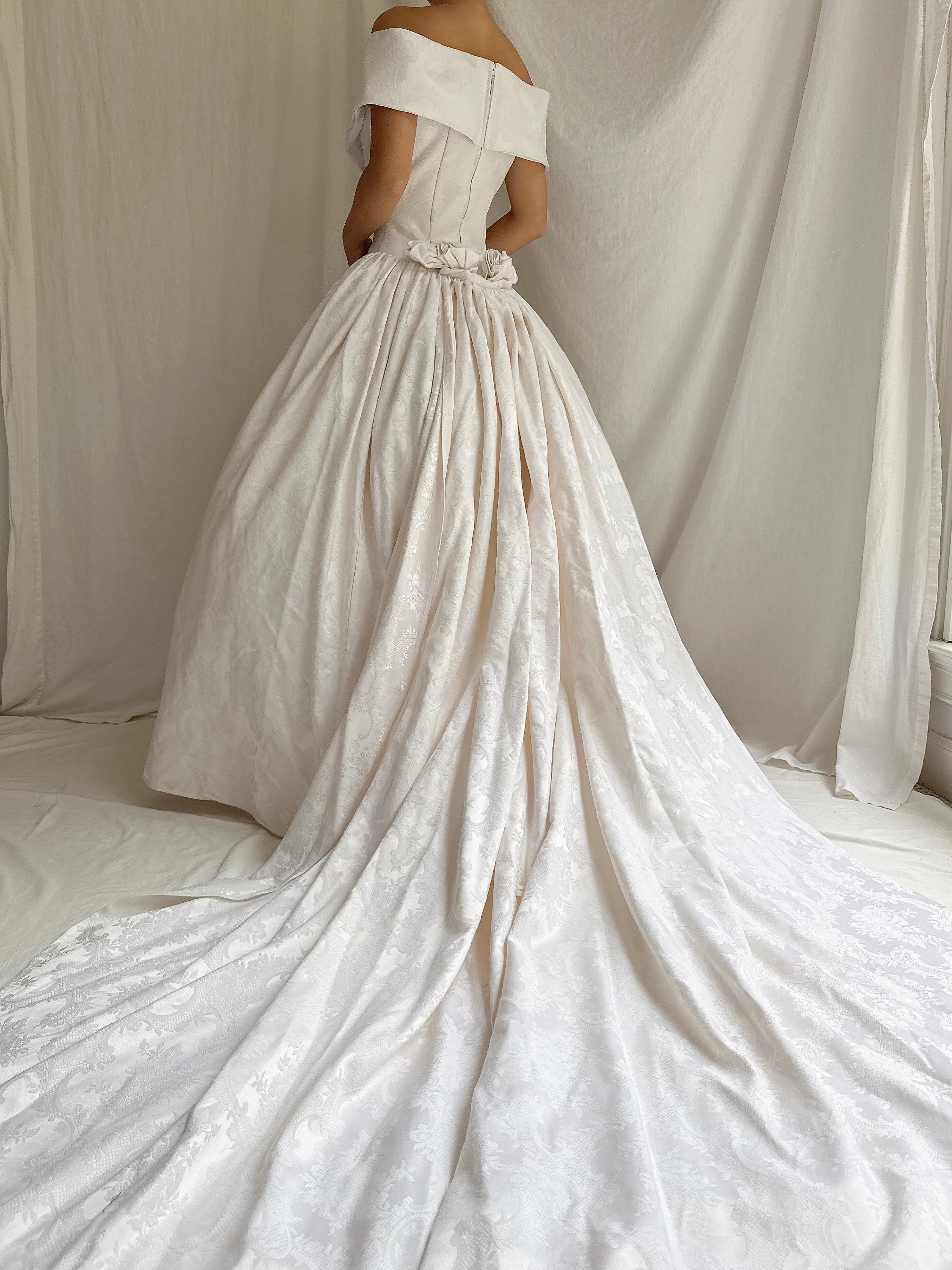 1980s Jessica McClintock Brocade Gown - S