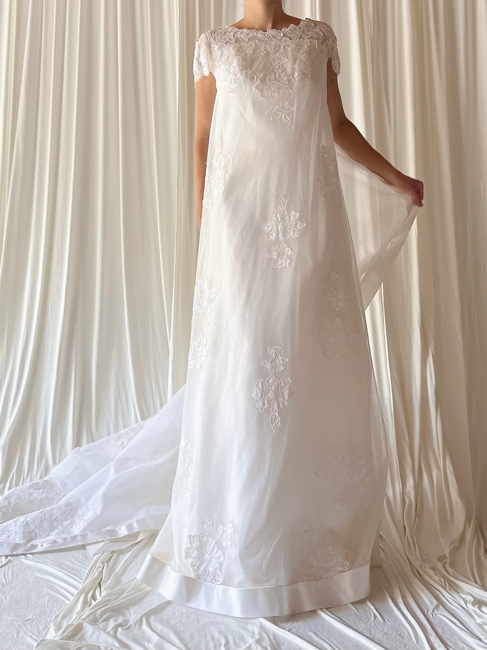 1960s Tulle and Lace Gown - S