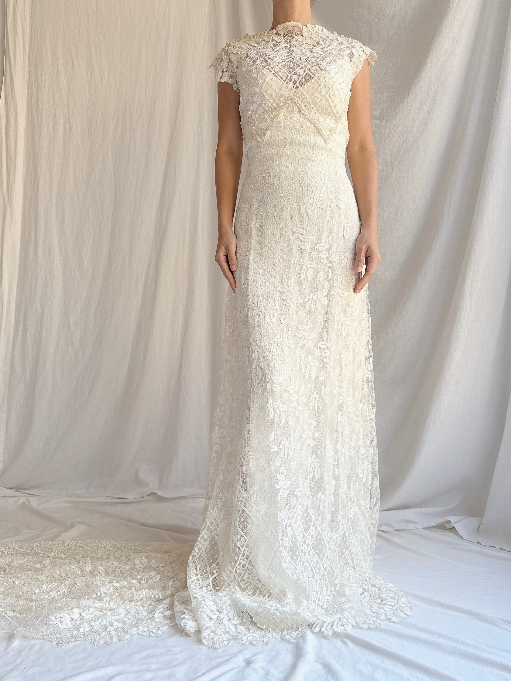 Vintage Floranna Italy Silk and Lace Gown - M/8