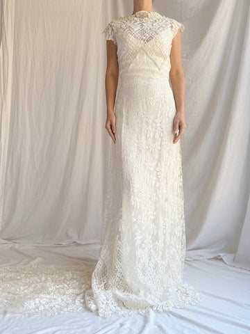 Vintage Floranna Italy Silk and Lace Gown - M/8