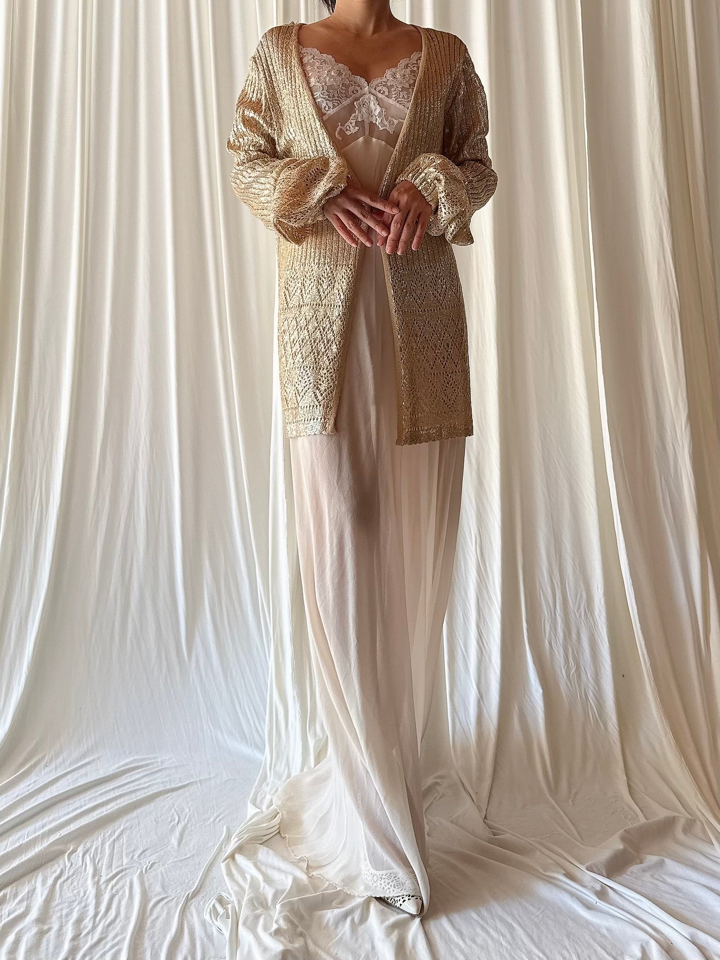 Vintage BJ Knits Gold Cardigan - OSFM