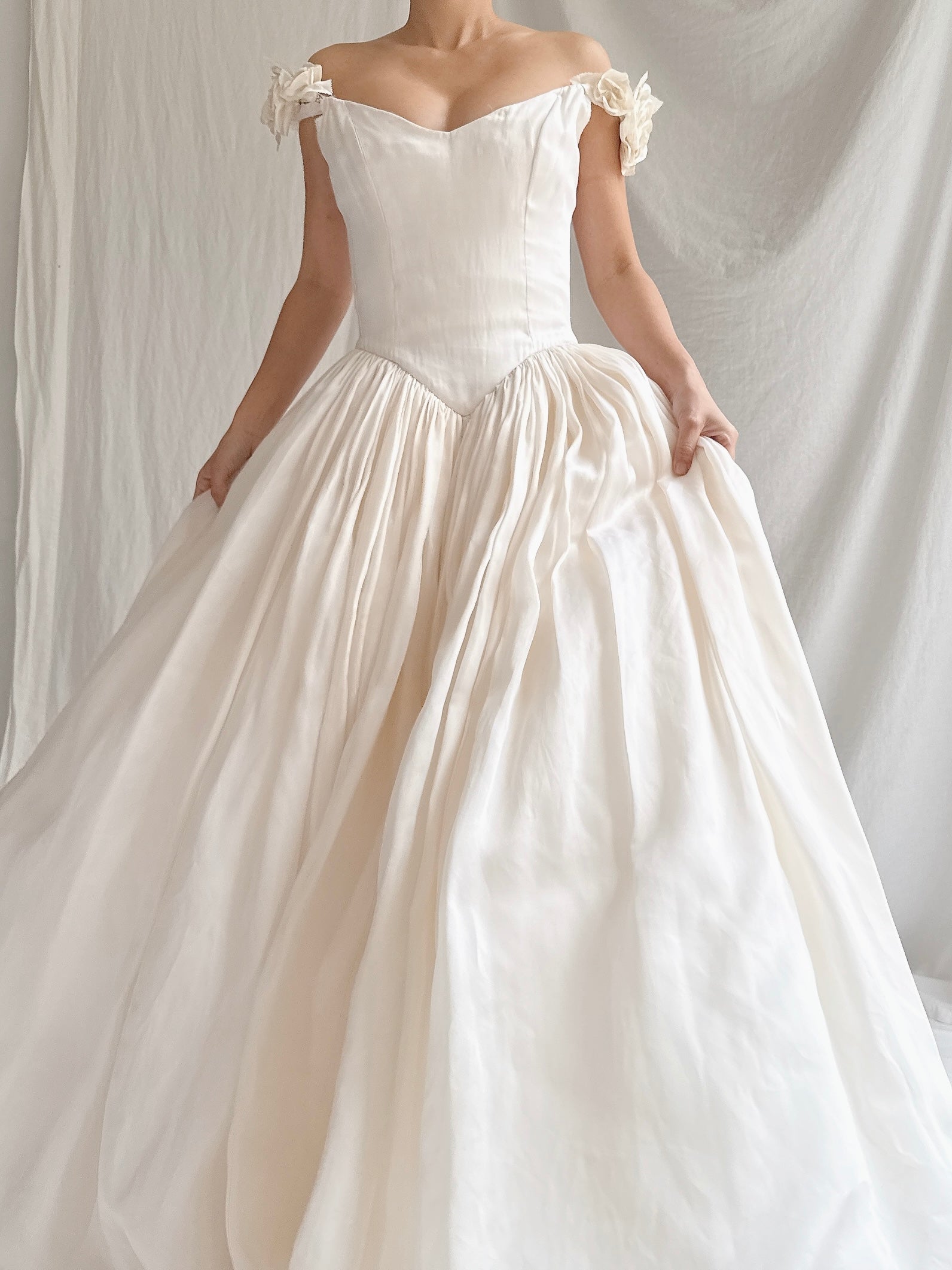 Vintage Silk Organza Off-the-Shoulder Gown - XS/2
