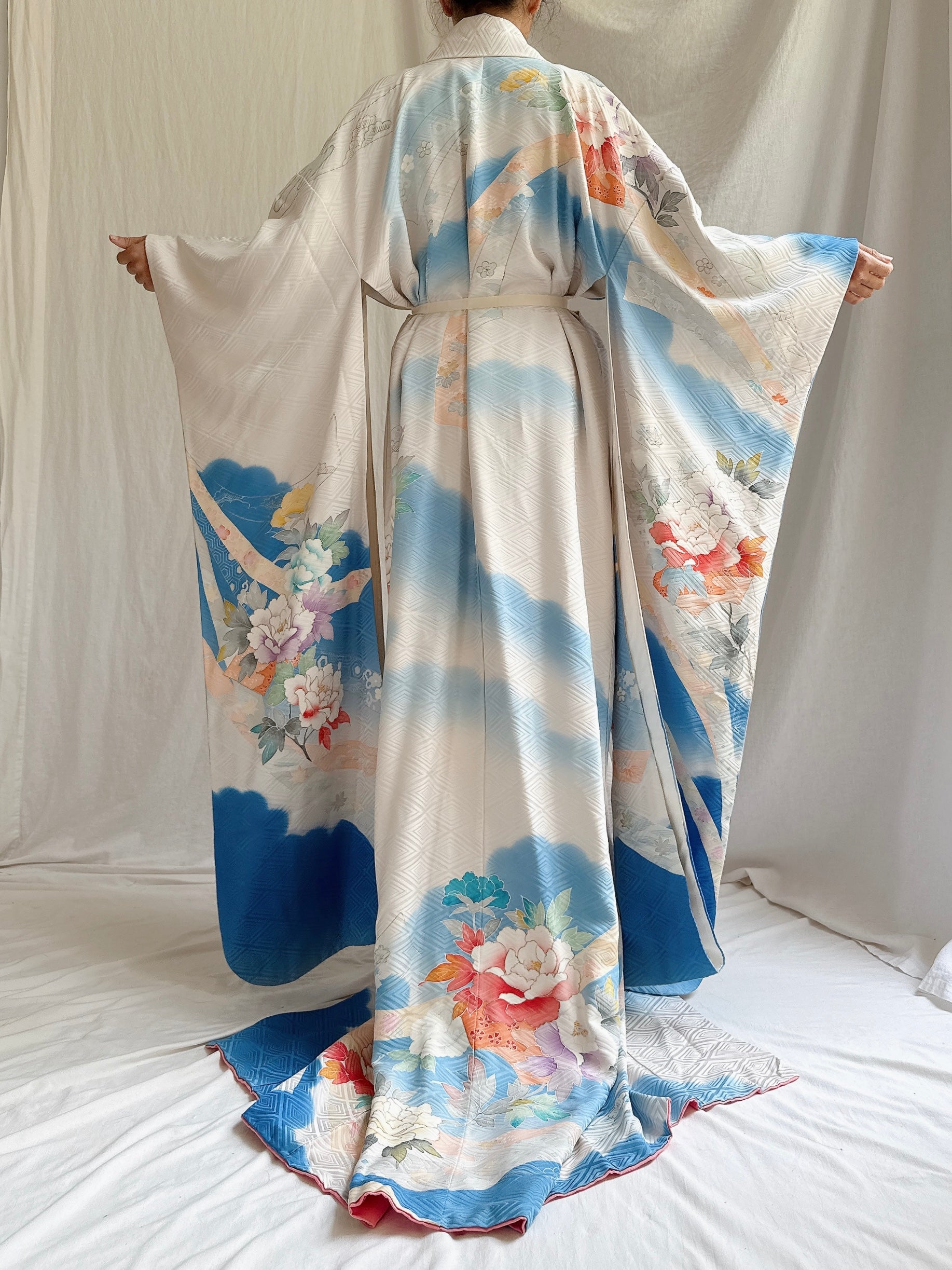 Vintage Silk Blue Kimono - OSFM