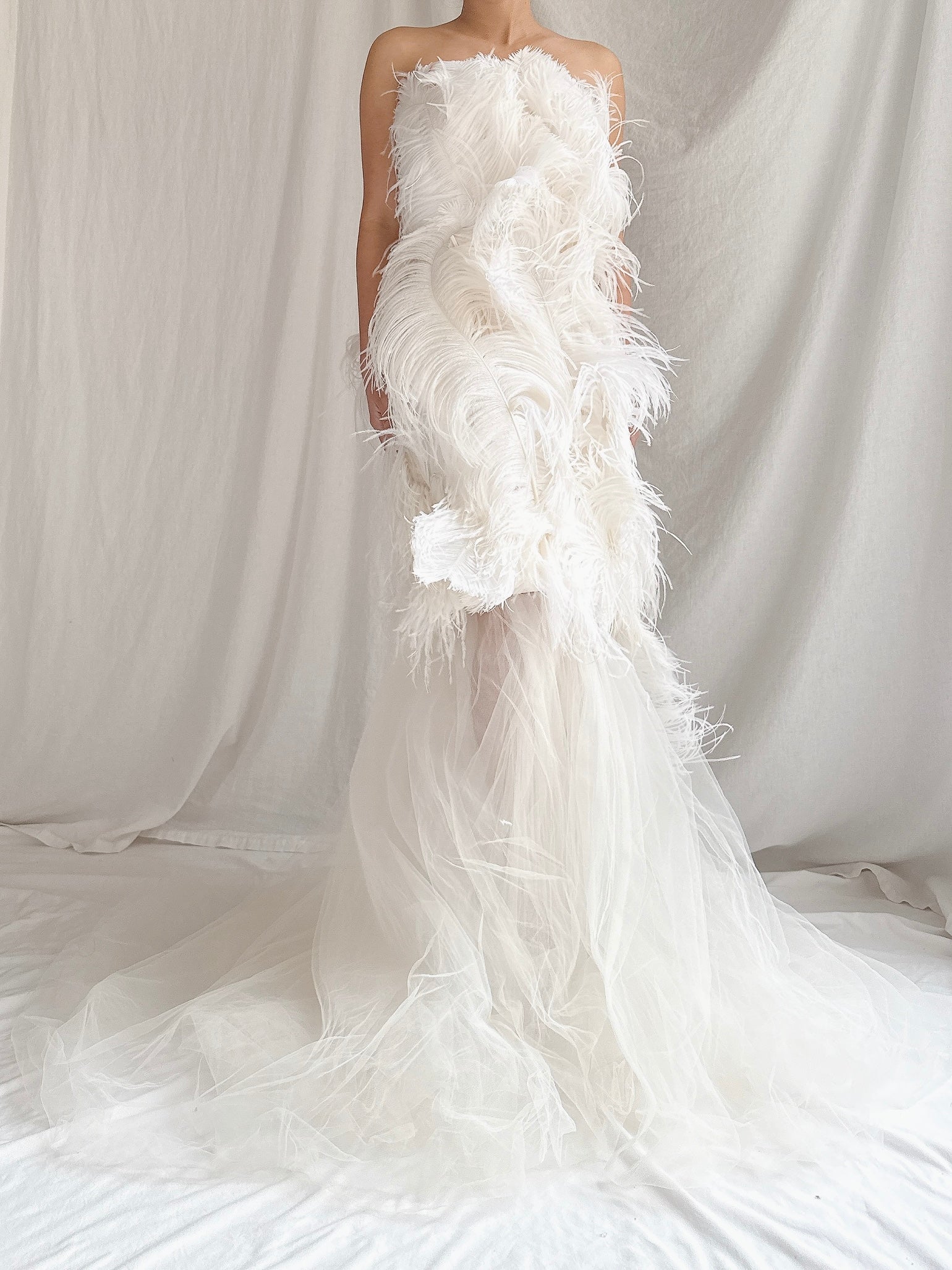 RESERVED Vintage 2-Piece Liancarlo Couture Feather Gown - S/6
