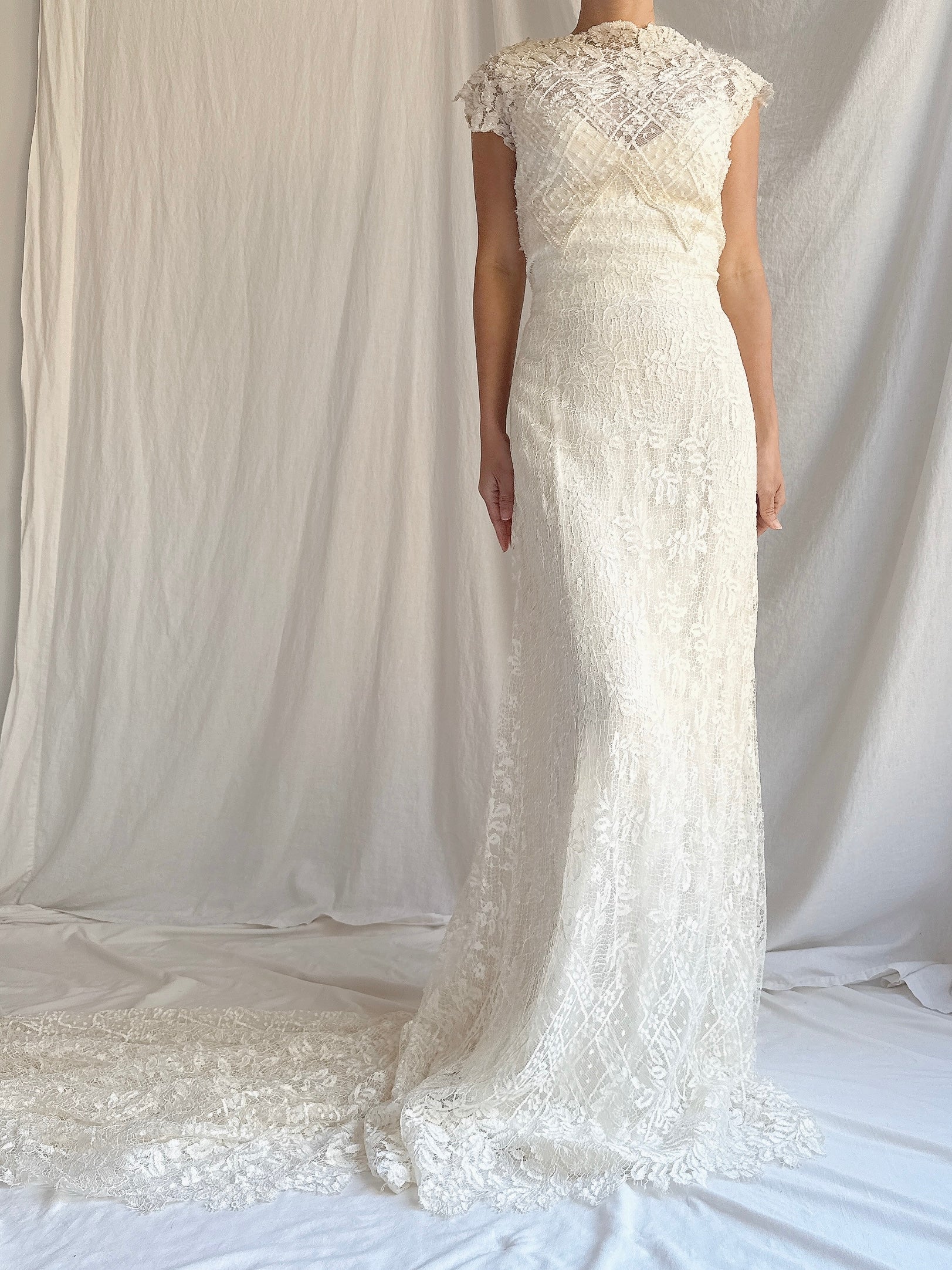 Vintage Floranna Italy Silk and Lace Gown - M/8