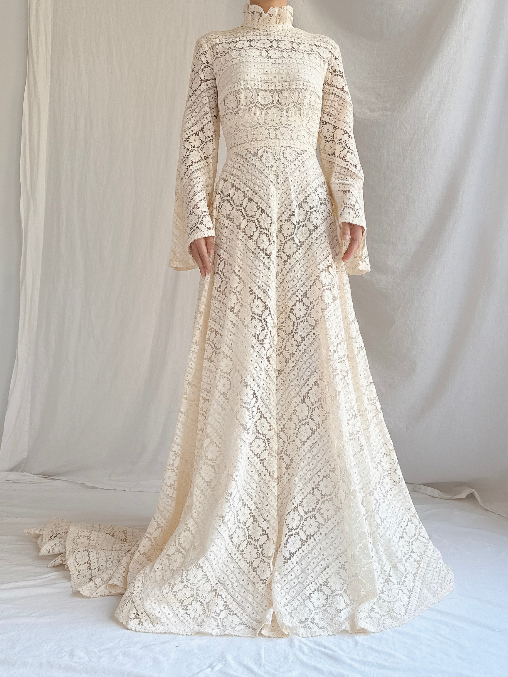 1970s Cotton Crochet Dress - S