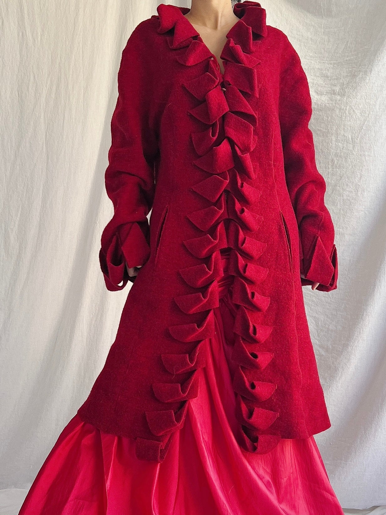 Vintage Red Wool Coat - M