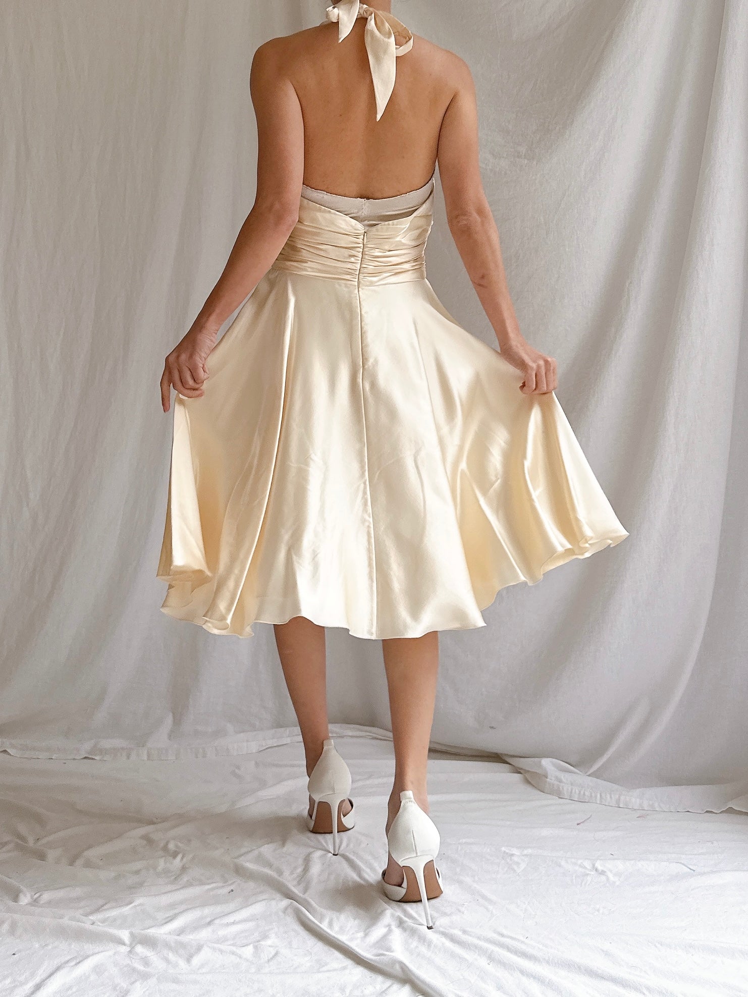 Vintage Silk Halter Dress - S