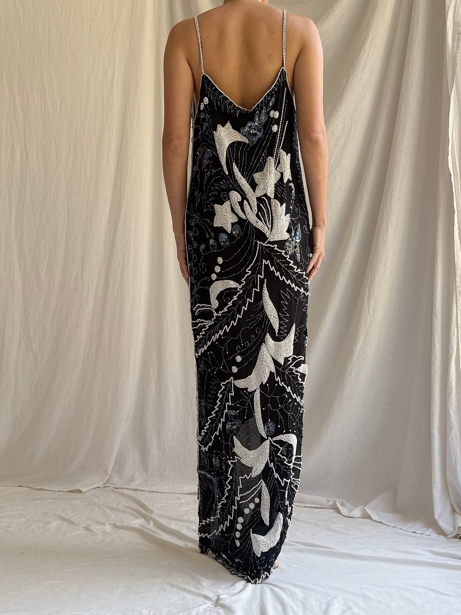 Vintage Silk Beaded Dress - S/M