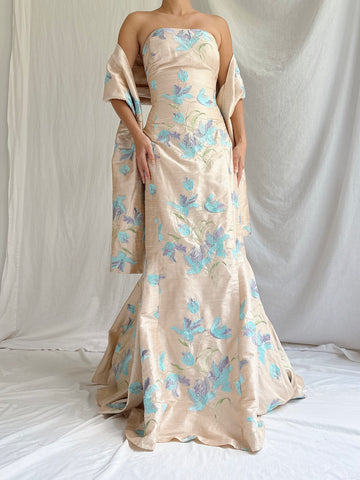Vintage Silk Paule Vasseur 2-Piece Set - M