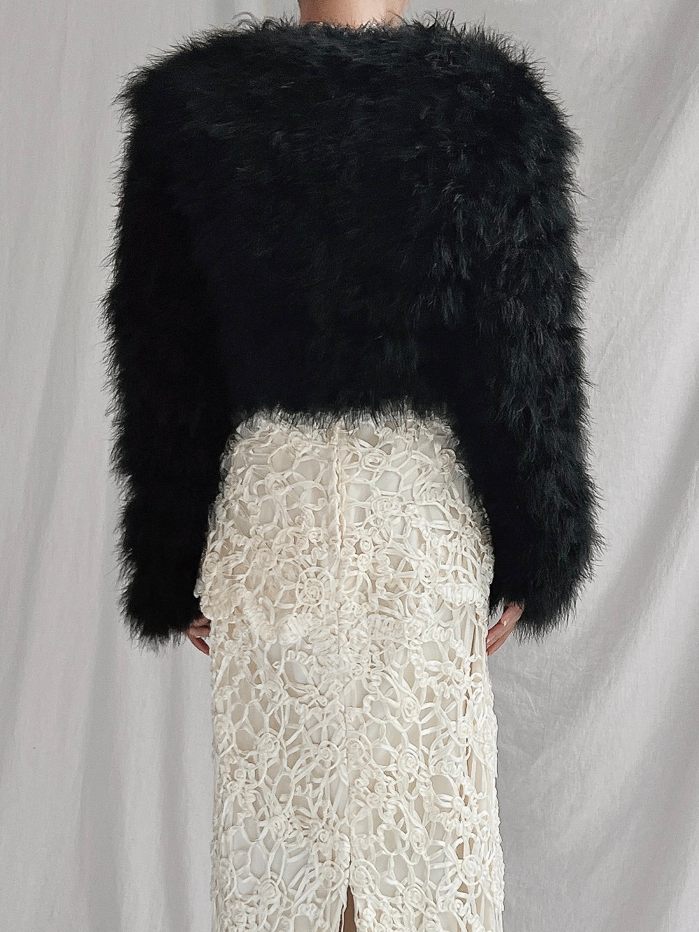 Vintage Marabou Feather Jacket - S