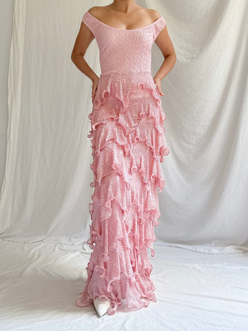 Vintage Pink Knit Dress - M