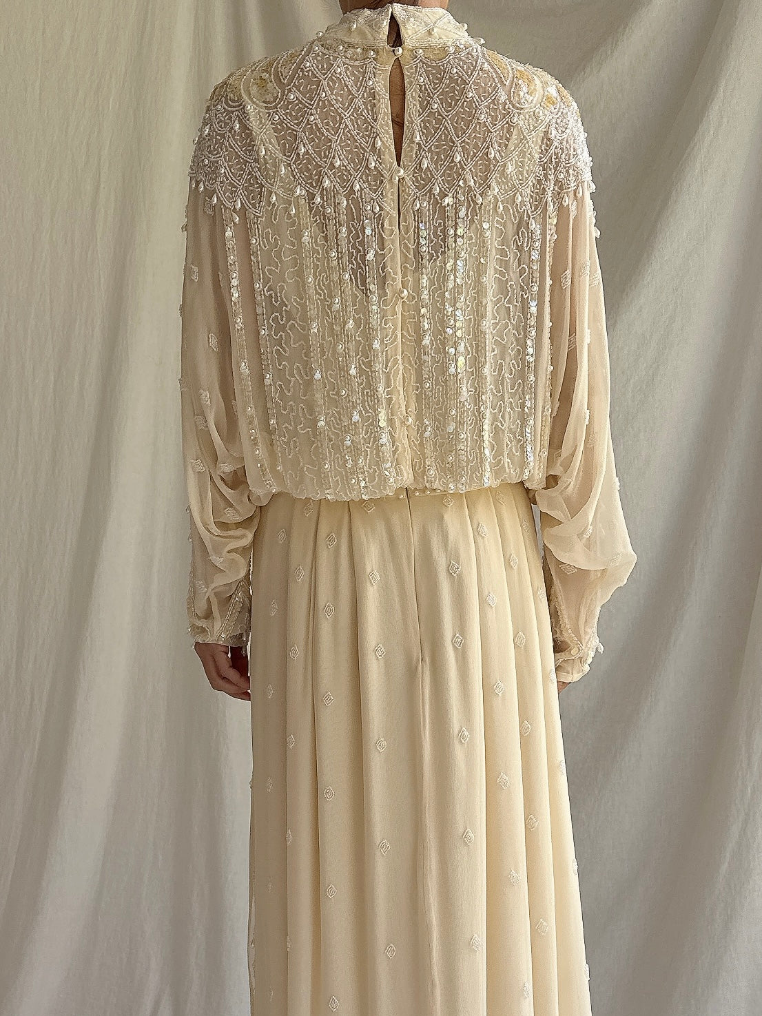 Vintage Silk Beaded Dolman Gown - M