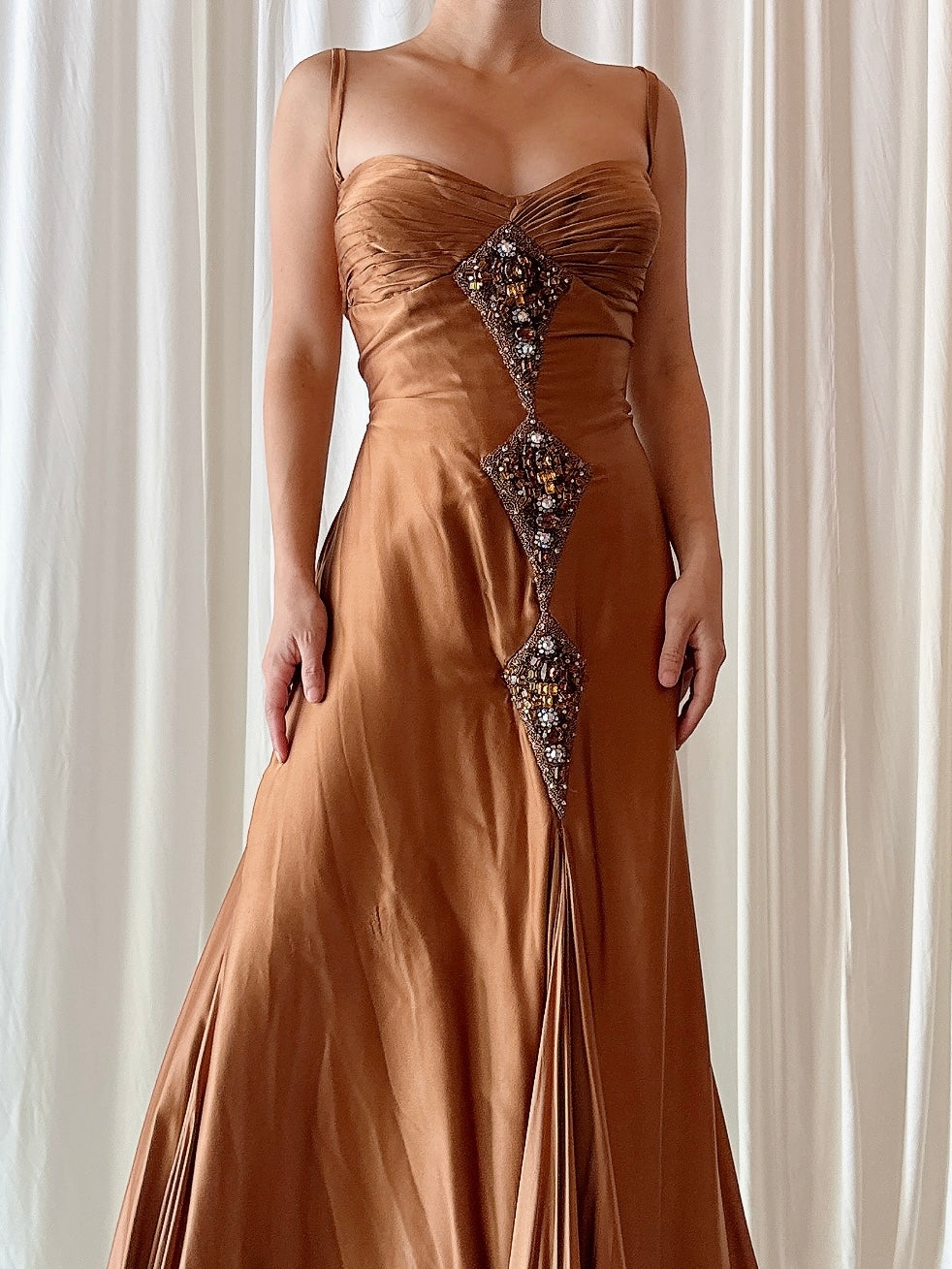 Vintage Gatti Nolli Brown Silk Gown - IT 46