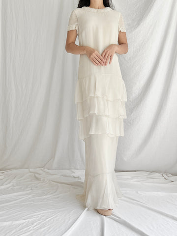 J. Mendel Oyster Silk Chiffon Gown - M