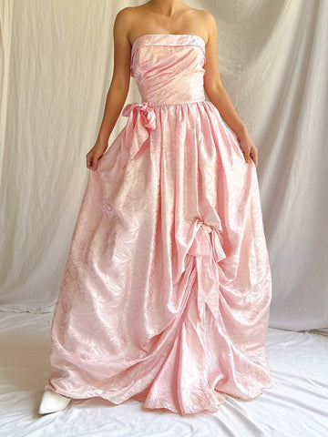 Vintage Satin Draped Gown - S/4