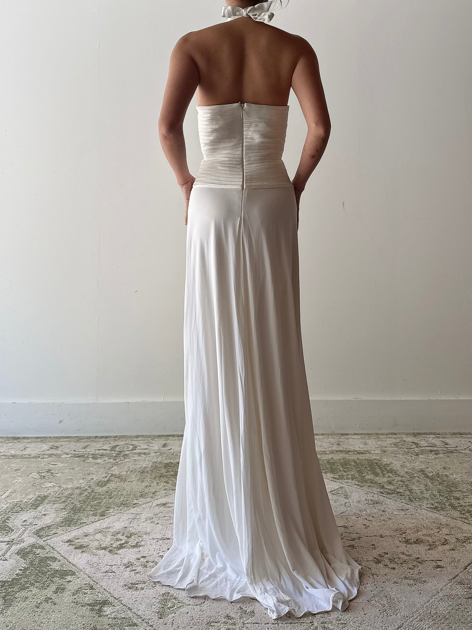 Vintage White Jersey Dress - S/M