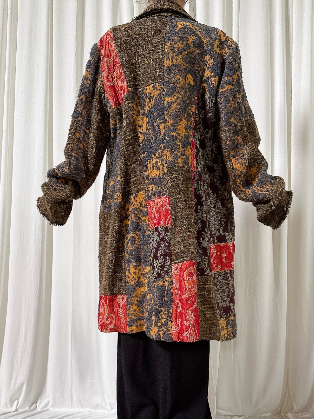 Vintage Tricot Chic Wool Brown Coat - US 16